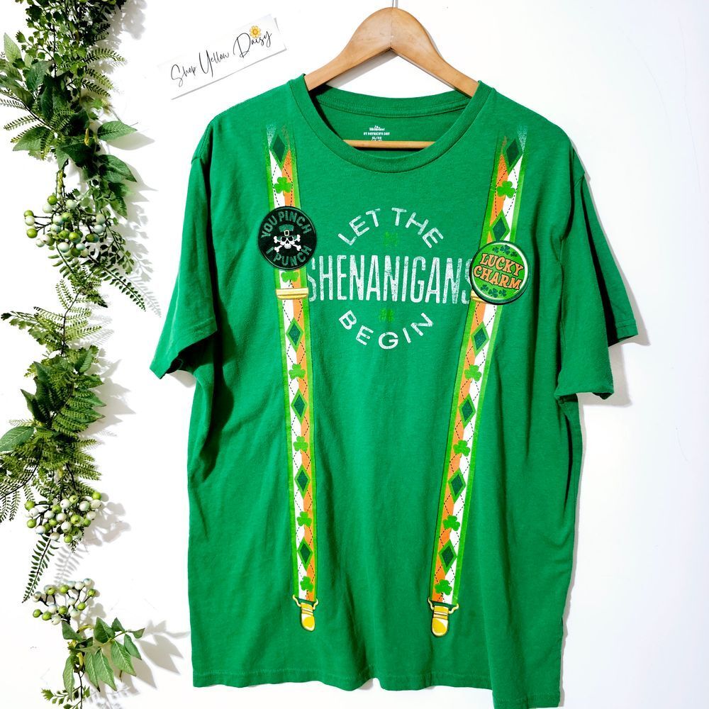Way To Celebrate St Patricks Day‎ Shirt XL Green Shenanigans Graphic Tee Lucky